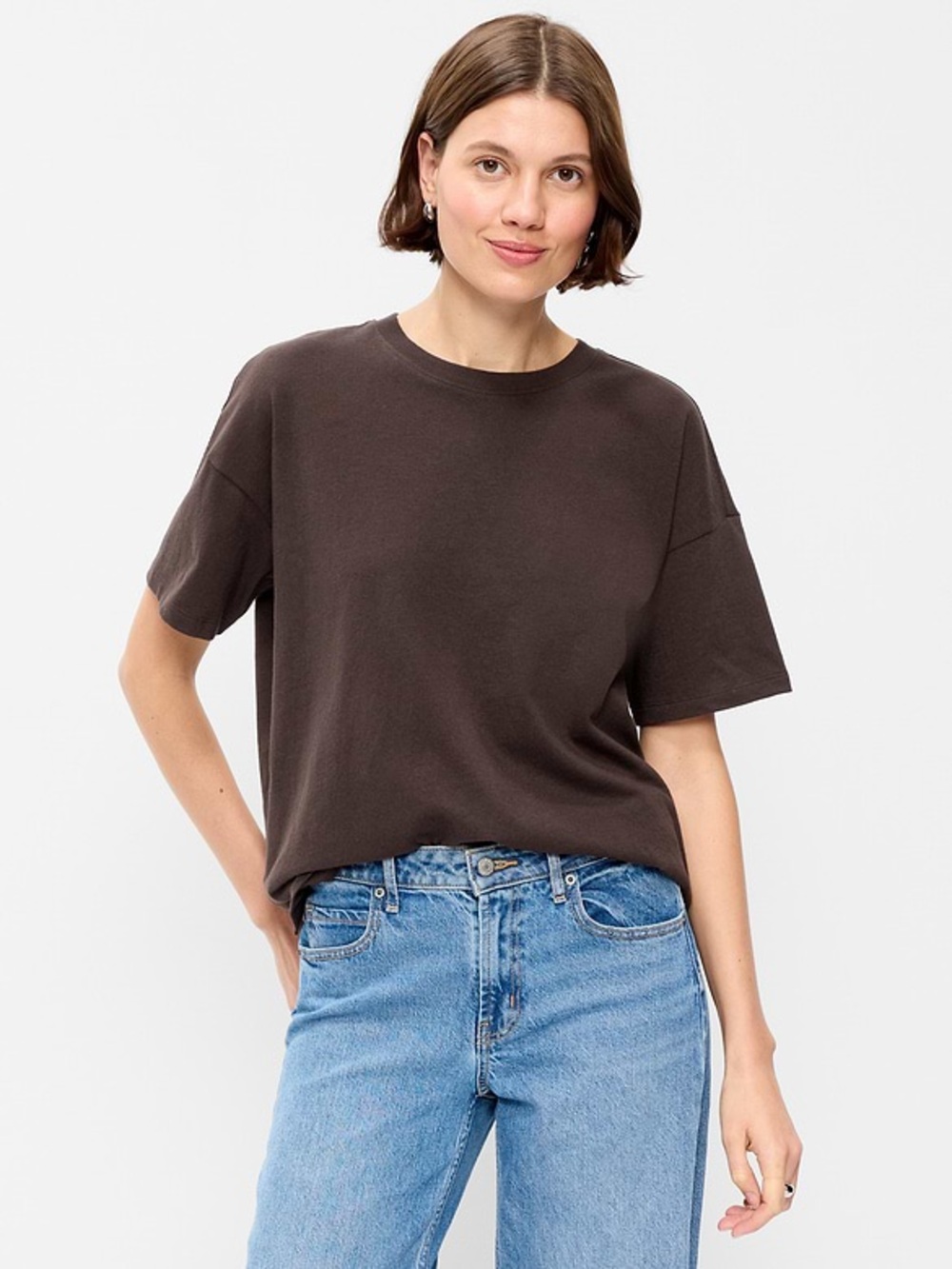 Old navy women’s short sleeve boxy vintage style T-shirt relaxed fit brown large